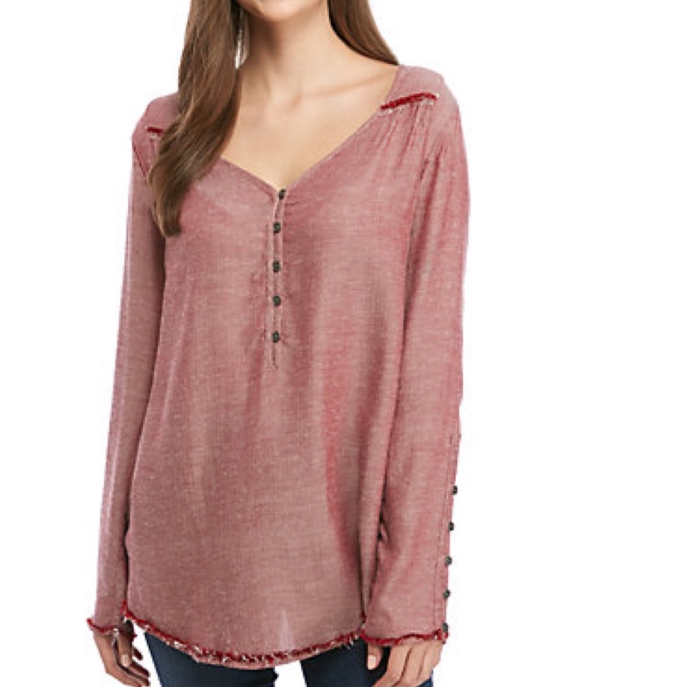 True Craft NEW Merlot Classic Plaid Button Front Peasant Blouse Size X-Small